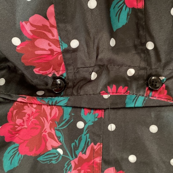 Capelli New York Hooded Belted floral dots Rain Trench Coat jacket size Medium - Picture 16 of 16